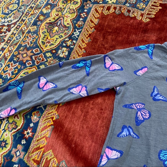SO Authentic American Heritage Grey Butterfly Light Sweatshirt Hoodie Front Zip - Picture 8 of 10